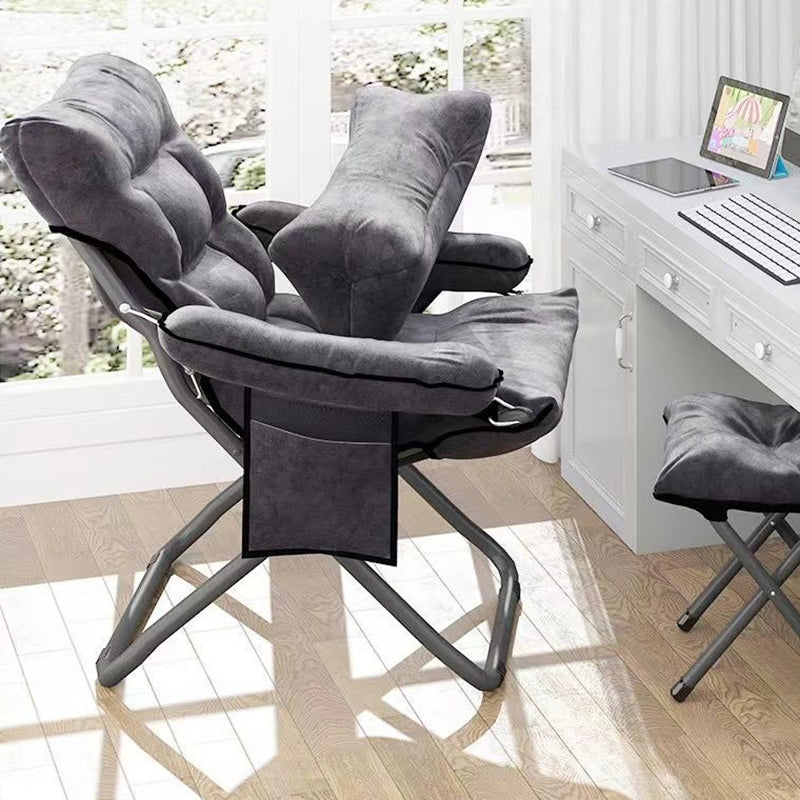 Minimalist Cotton Stainless Steel Accent Chair — Gray