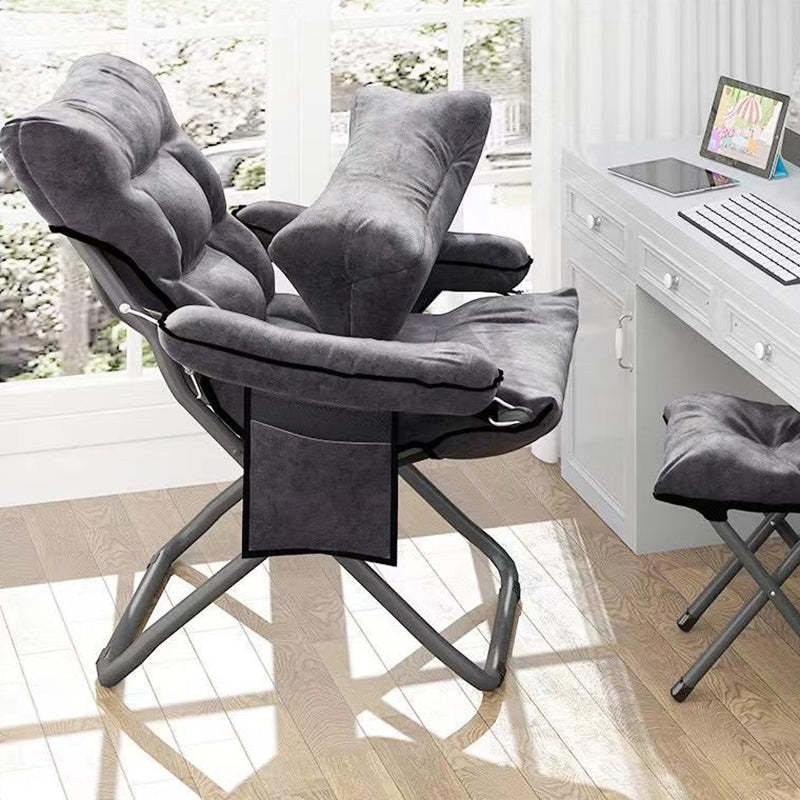 Minimalist Cotton Stainless Steel Accent Chair — Gray
