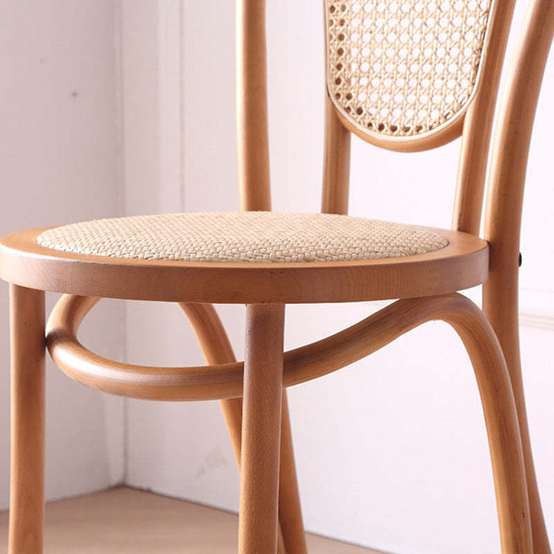 Vintage Rattan Woven Wooden Dining Chair — Honey Color / Rattan