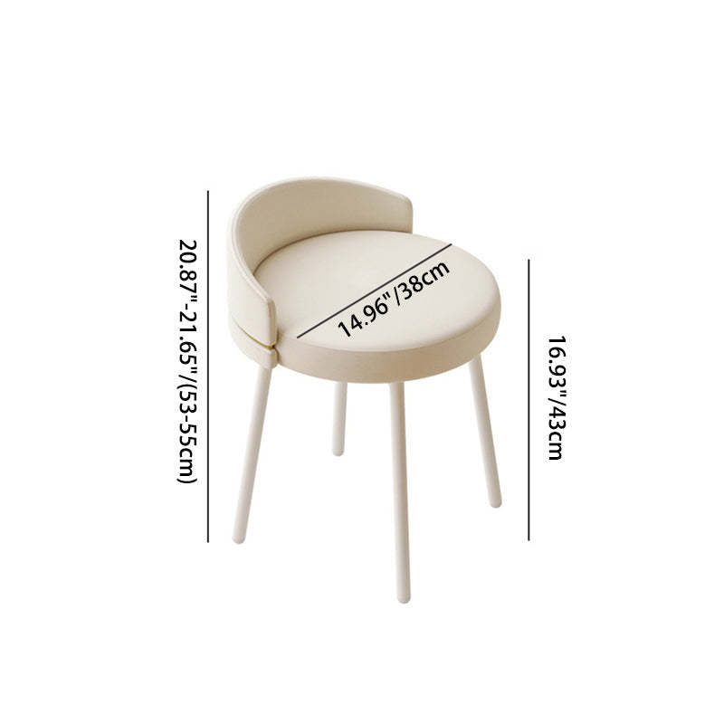 Minimalist Round Leather Iron Vanity Stool — Non-Rotatable / Check