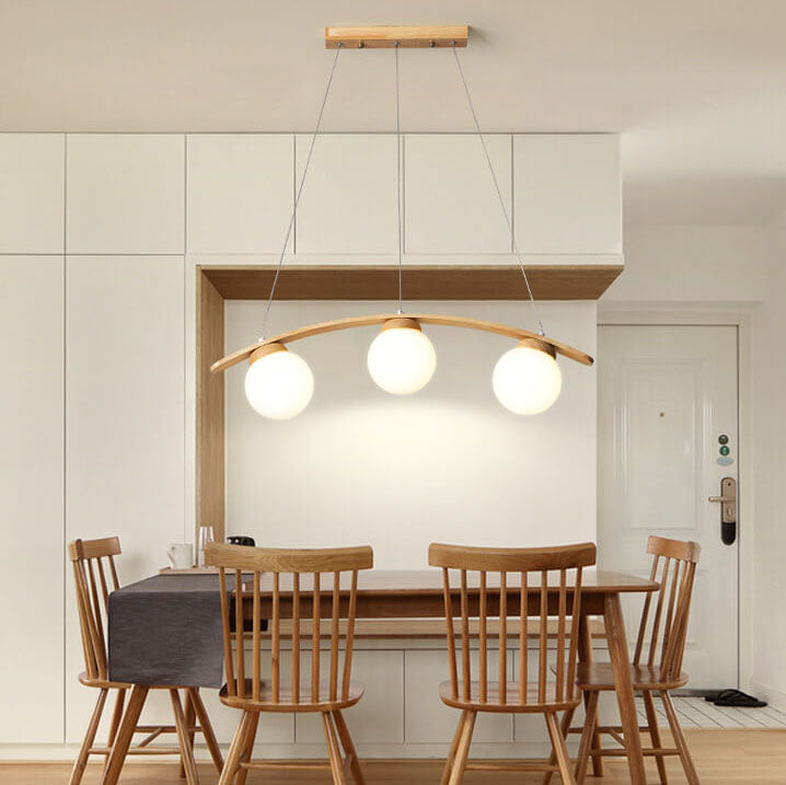 Lighom japanese island harajuku wood chandeliers in glass — 220V-240V (UK/AU)