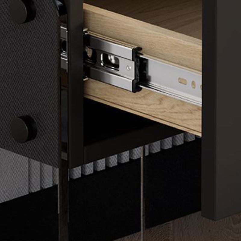 Minimalist Wood Plank Glass 1-Drawer Nightstand — White