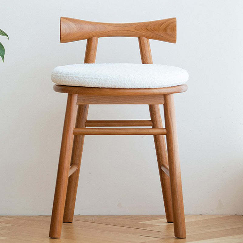 Modern Wood Lambswool Round Vanity Stool