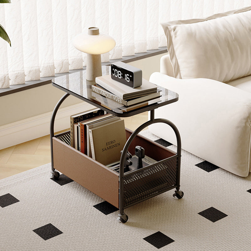 Contemporary Movable Tempered Glass End Table
