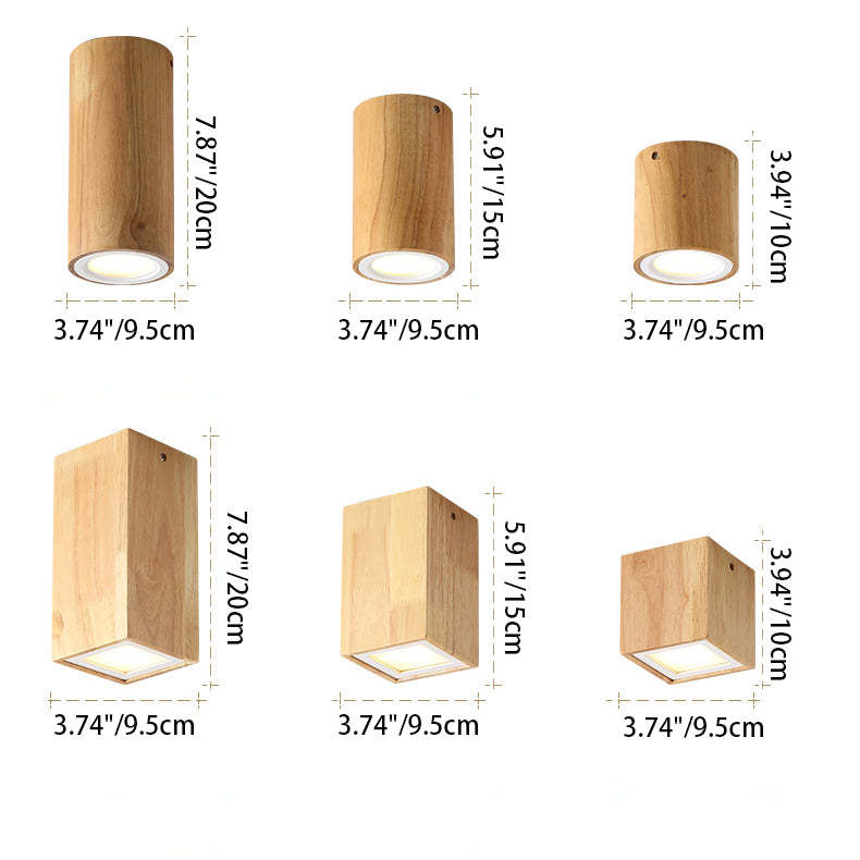 Nordic Wood Tube LED Flush Mount Light