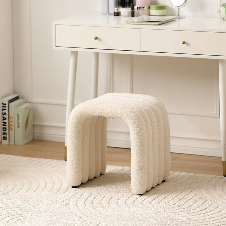 Nordic Arch Steel Boucle Vanity Stool — Pink - Lambswool