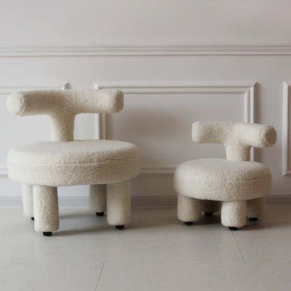 Nordic Lambswool Wood Round Chair