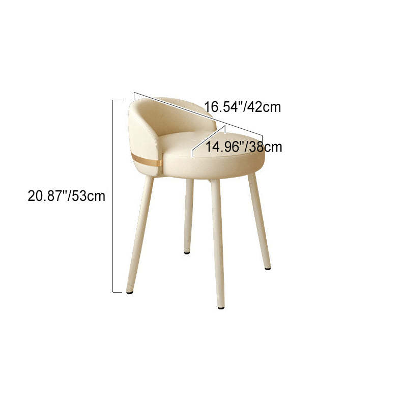 Modern Leather Metal Round Vanity Stool — Swivel / Beige & Gold Leg