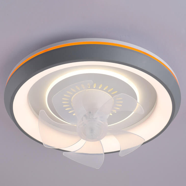 Minimalist Round Swing Inverter LED Flush Mount Fan Light