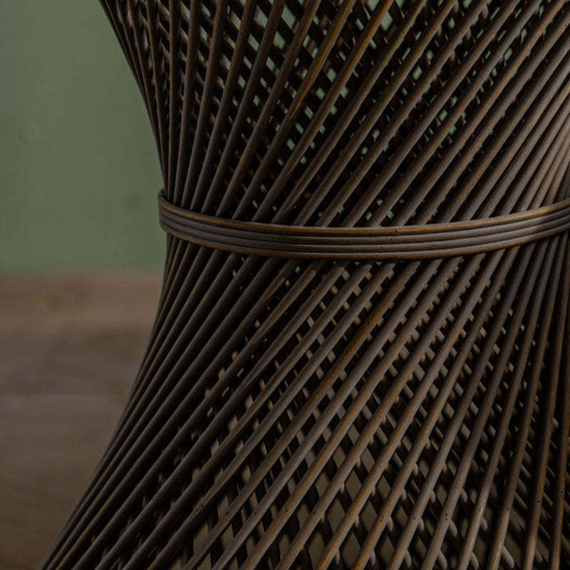 Japanese Round Rattan End Table