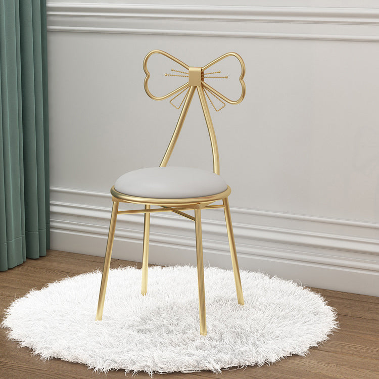 Bow Round Velvet Metal Vanity Stool