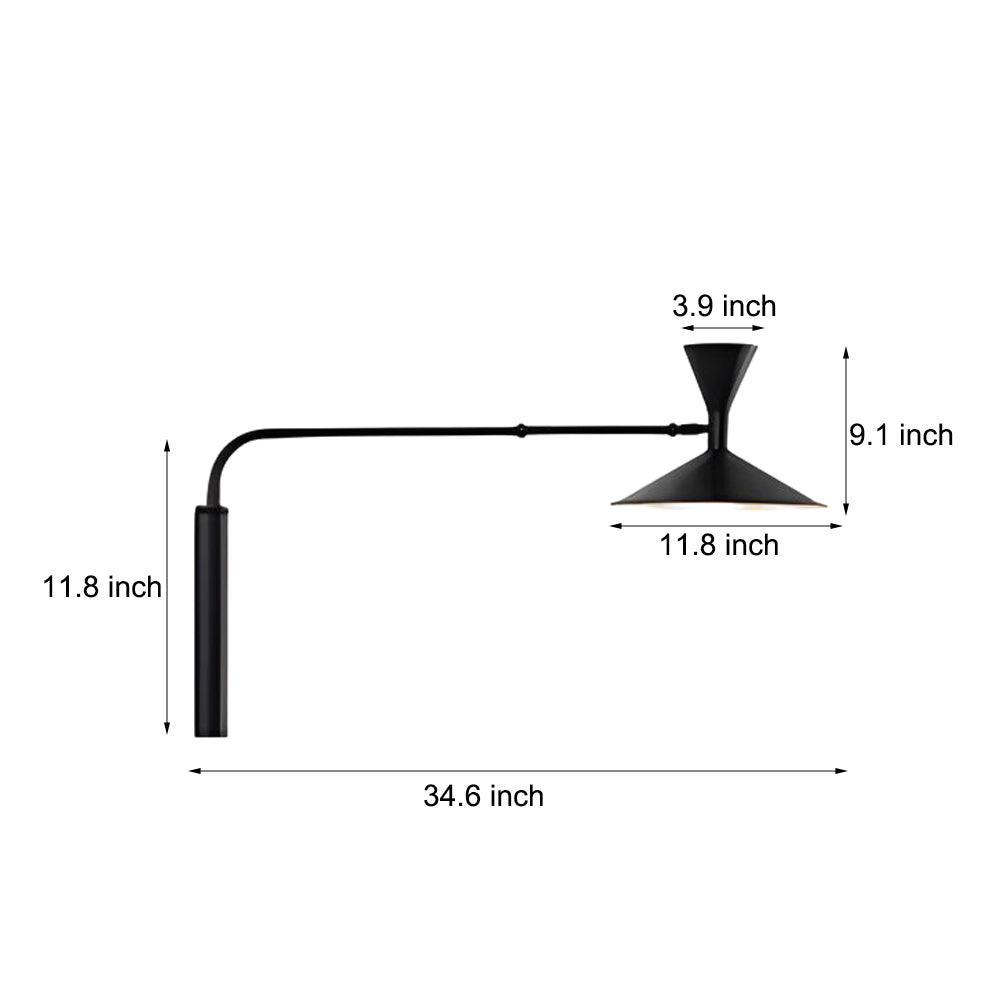 Marseille Swing Arm Wall Lamp Adjustable Long Metal Arm Trumpet Sconce-Lighom
