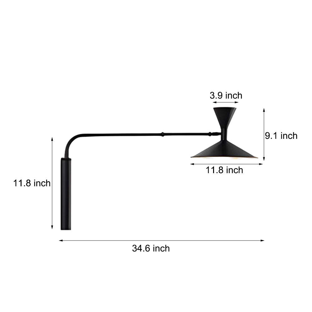 Marseille Swing Arm Wall Lamp Adjustable Long Metal Arm Trumpet Sconce-Lighom