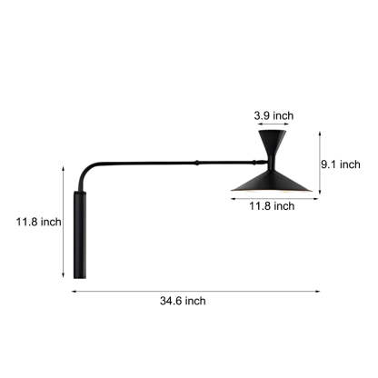 Marseille Swing Arm Wall Lamp Adjustable Long Metal Arm Trumpet Sconce-Lighom