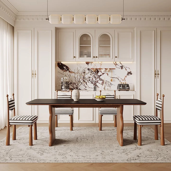 French Zebra-Print Fabric Ash Wood Dining Chair