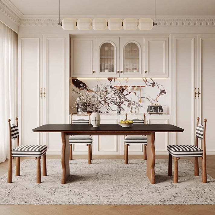 French Zebra-Print Fabric Ash Wood Dining Chair