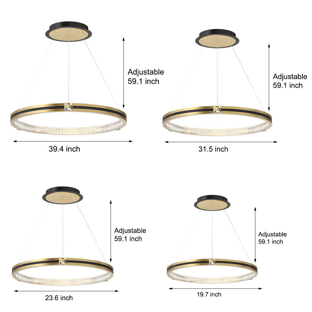 Circle Ring Dimmable Brushed Gold Modern Chandelier