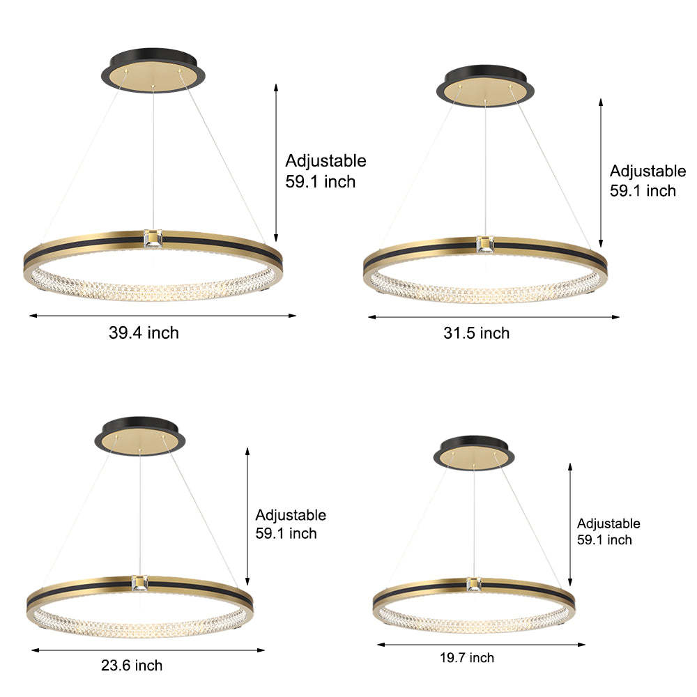 Circle Ring Dimmable Brushed Gold Modern Chandelier