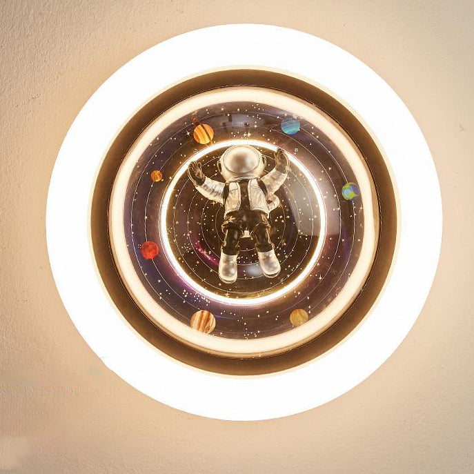 Cartoon Planet Resin Astronaut Acrylic LED Kids Flush Light