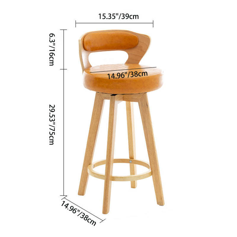 Contemporary Round PU Leather Bar Stool — Black