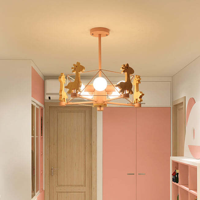 Scandinavian Childlike Giraffe Ceiling Light — Diamond / Green / 220V-240V For UK/AU