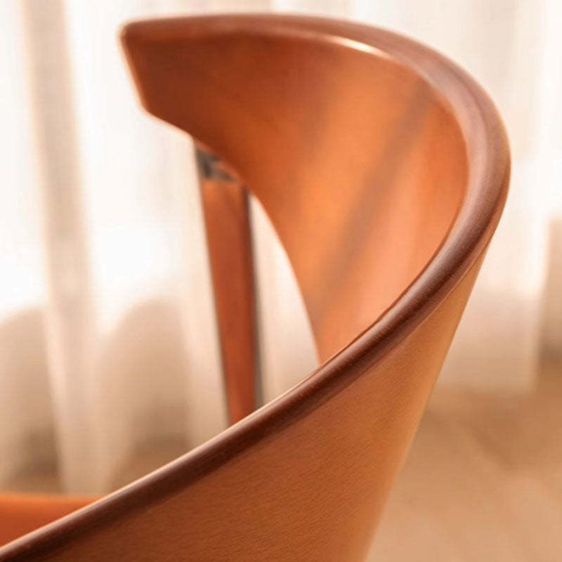 Retro Beech Iron Velvet Curved Dining Chair — Black / Yellow
