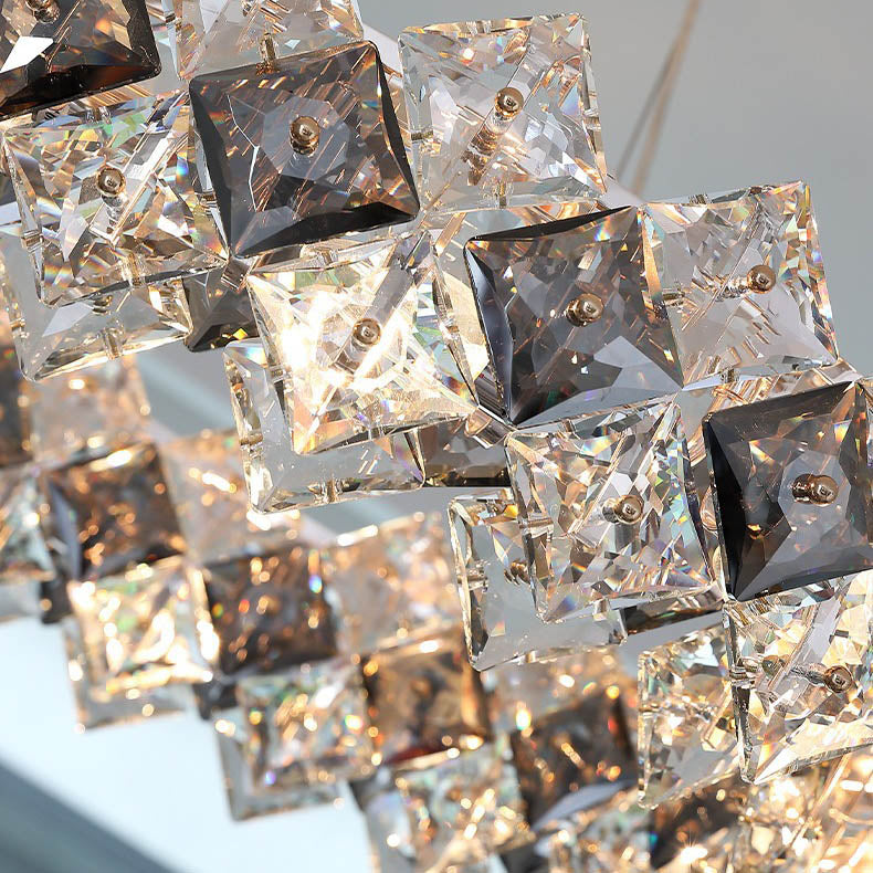 Crystal Diamond Circle Plated Chandelier