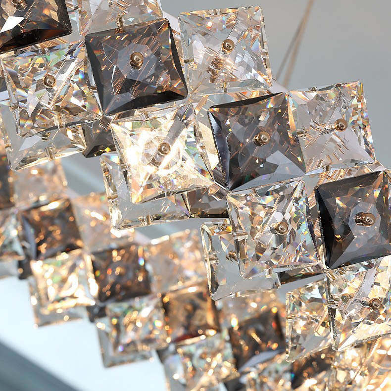 Crystal Diamond Circle Plated Chandelier