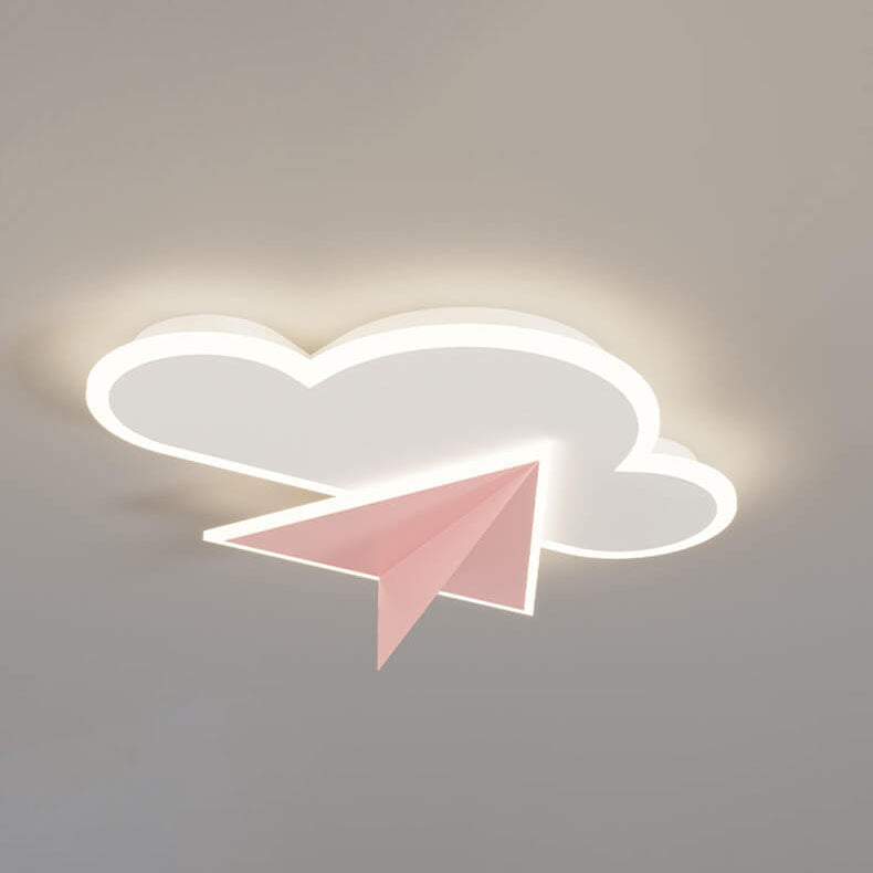 Cartoon Cloud Airplane LED Kids Flush Mount Light