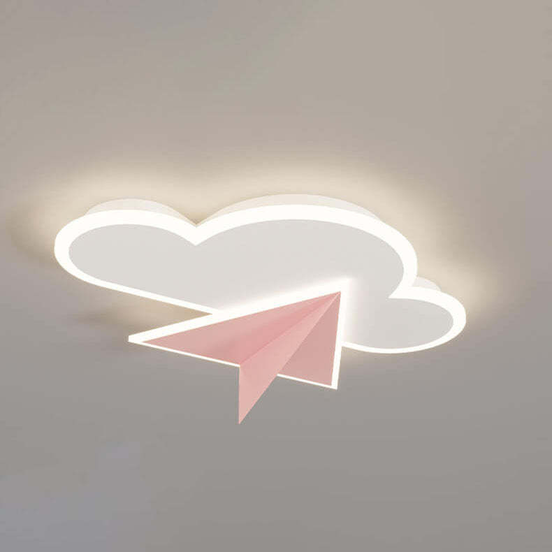 Cartoon Cloud Airplane LED Kids Flush Mount Light
