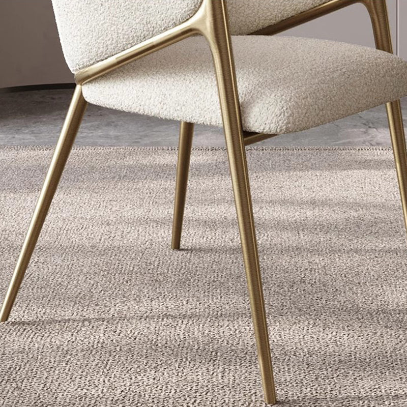 Modern Lambswool Curved Dining Chair With Armrest