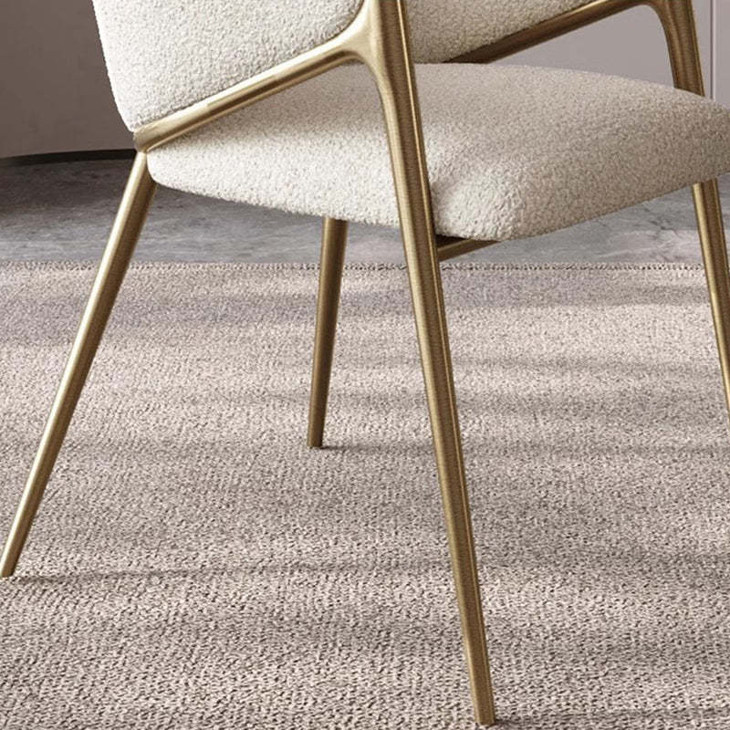 Modern Lambswool Curved Dining Chair With Armrest