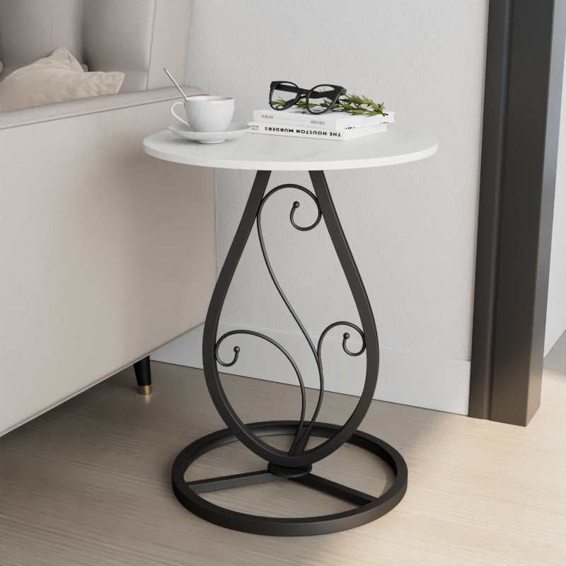 Luxury Round Sintered Stone Metal Coffee Table