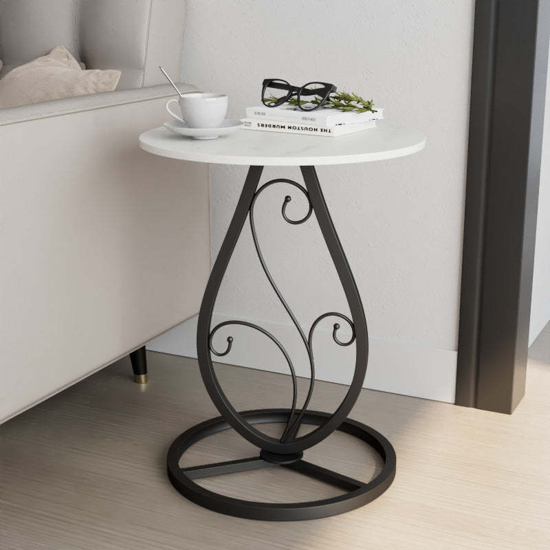 Luxury Round Sintered Stone Metal Coffee Table