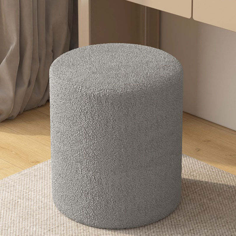 Minimalist Cylinder Lambswool Wood Vanity Stool