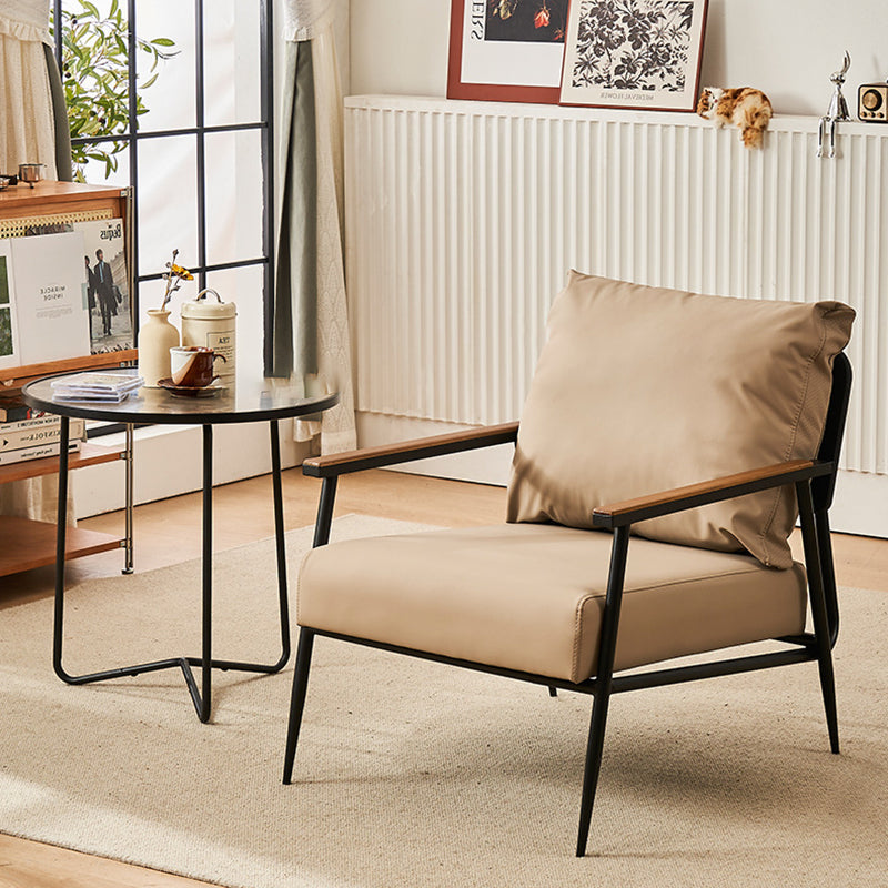 Vintage Cowhide Oak Metal Accent Chair — C