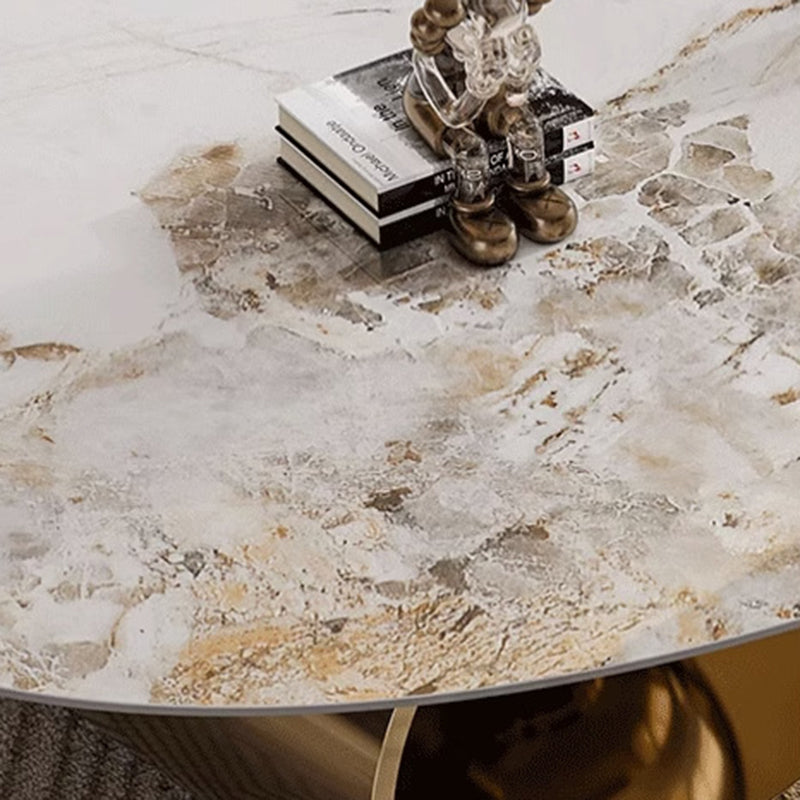 Nordic Elliptical Rock Plate Steel Coffee Table