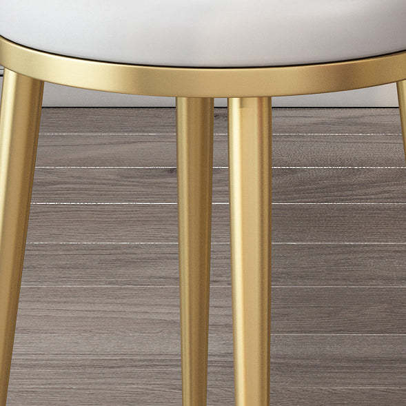 Minimalist Round Velvet Leather Metal Vanity Stool