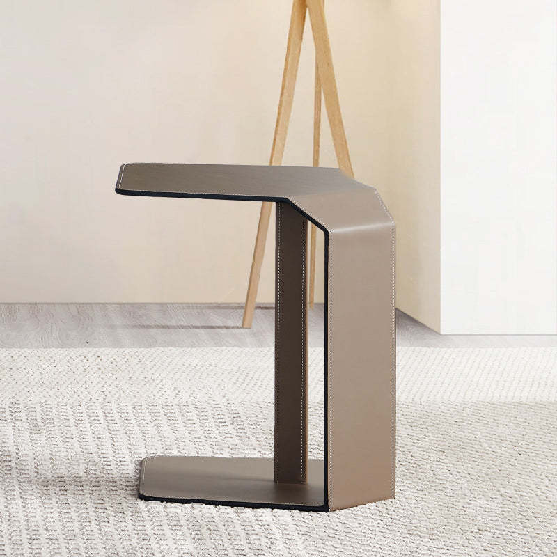 Modern Saddle Leather Steel Side Table