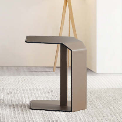 Modern Saddle Leather Steel Side Table