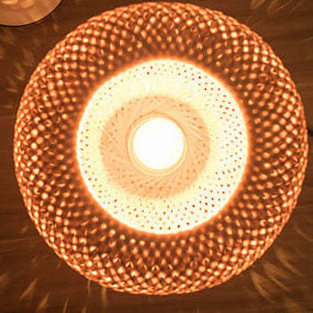 Chinese Bamboo Weaving Oval Table Lamp