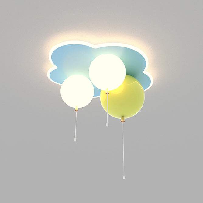 Art Deco Balloon Flower Acrylic Iron LED Flush Light