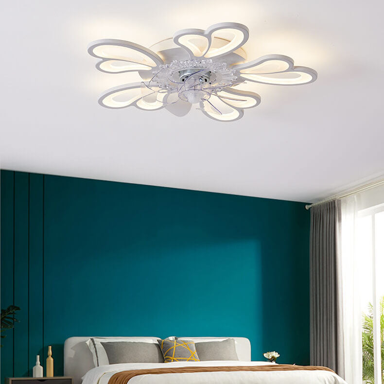 Lighom heart acrylic ceiling fans for bedroom — Small / White / 220V-240V (UK/AU)
