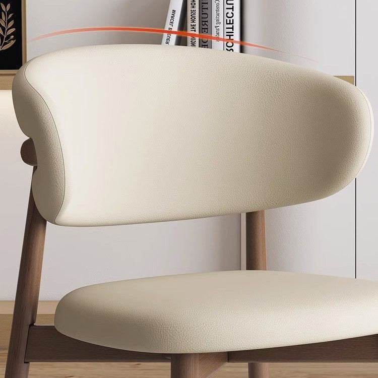 Nordic Leather Metal Dining Chair — Dark Gray + Walnut Frame