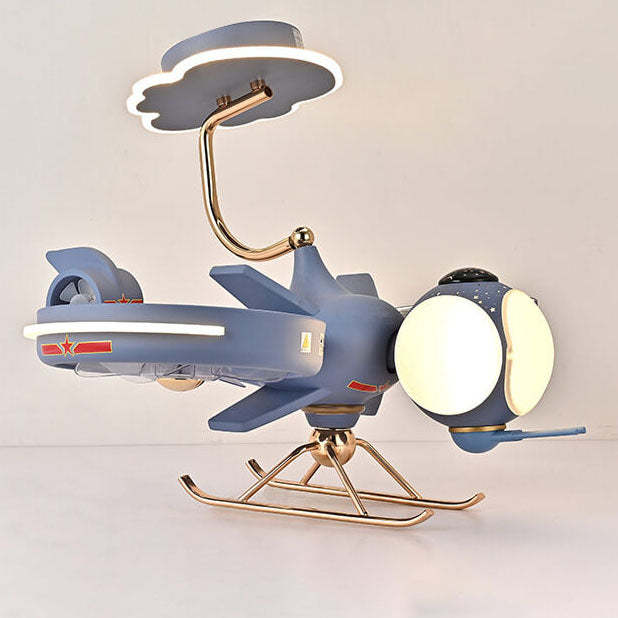 Cartoon airplane white ceiling fans in resin acrylic