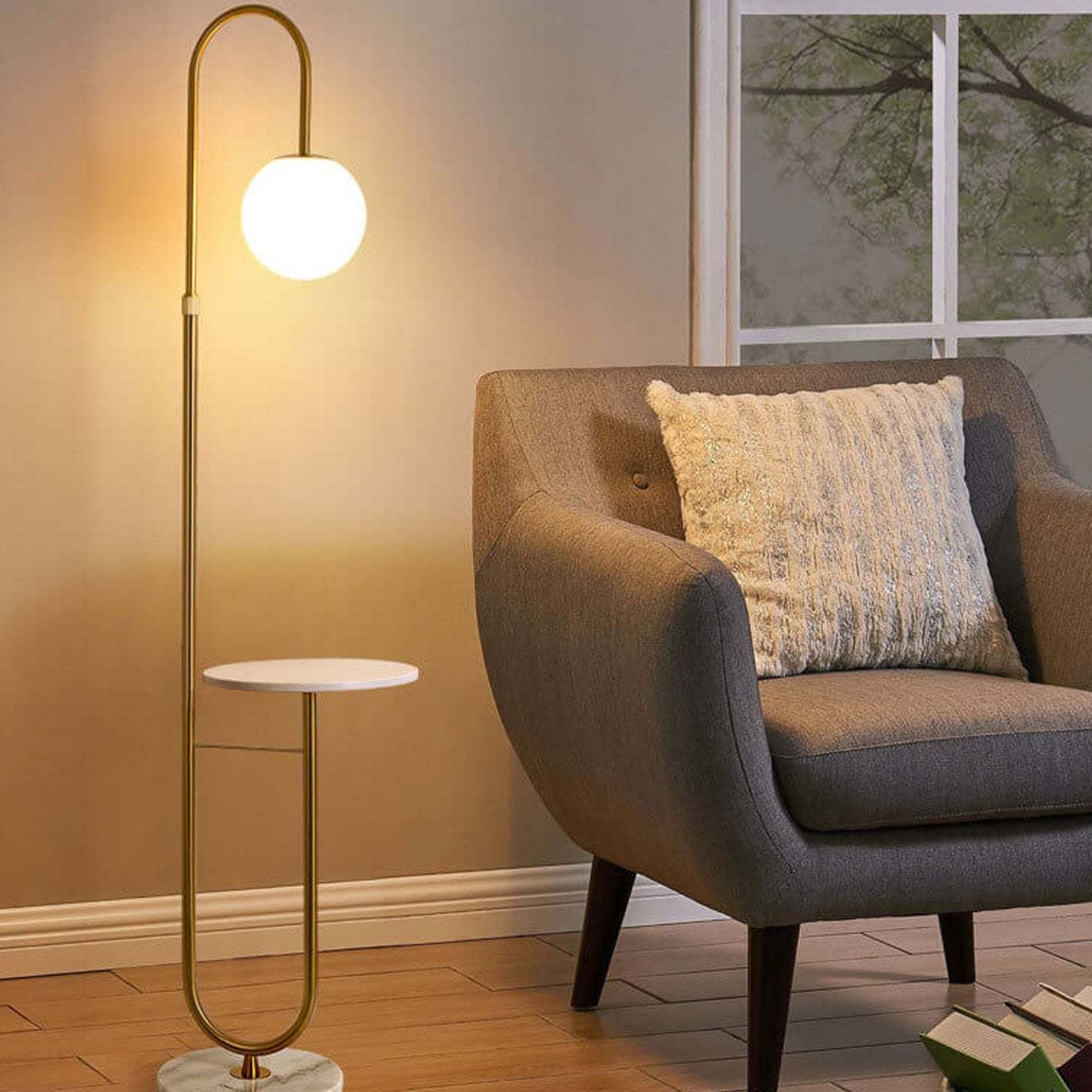 Nordic Iron Marble LED Floor Lamp