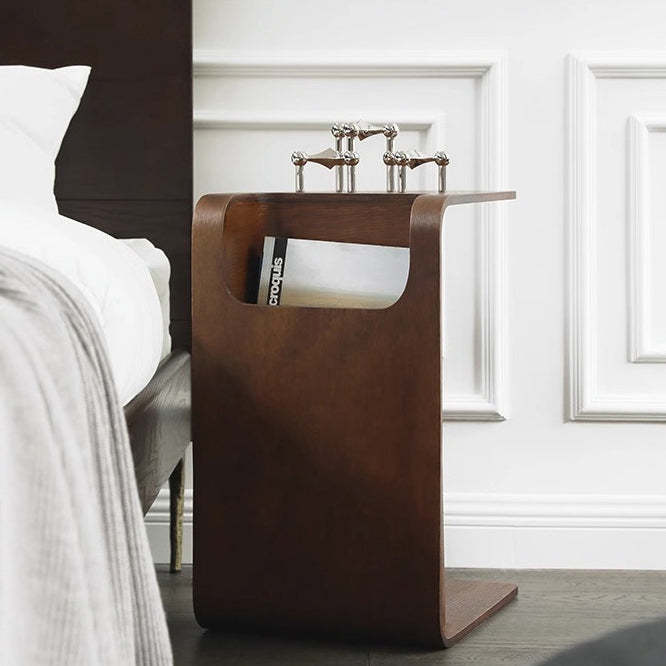 Minimalist Solid Wood C-Shaped Side Table