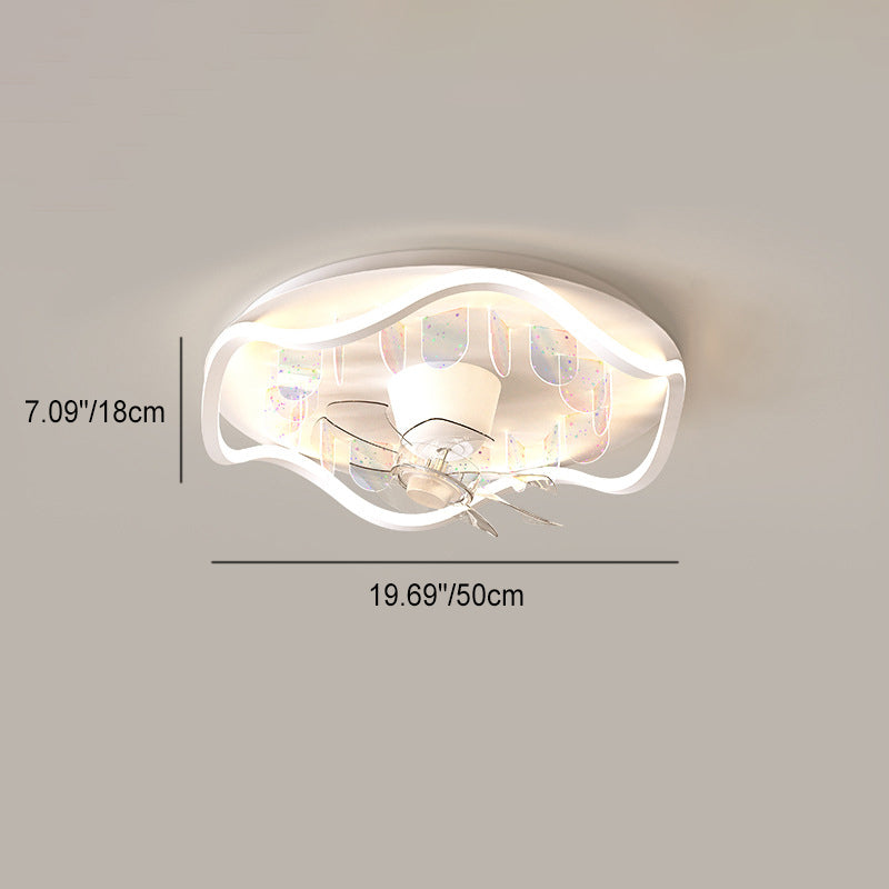Contemporary Iron Flush Mount Ceiling Fan Light