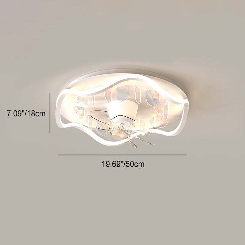 Contemporary Iron Flush Mount Ceiling Fan Light