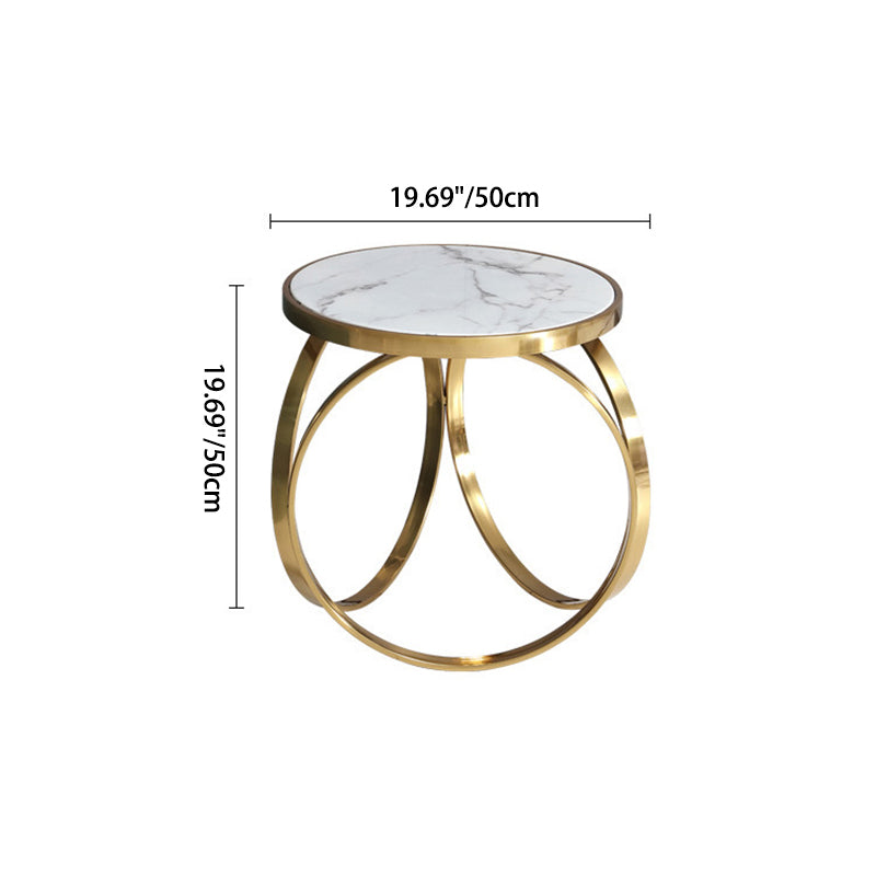 Lighom luxury titanium round natural coffee tables in steel marble wood